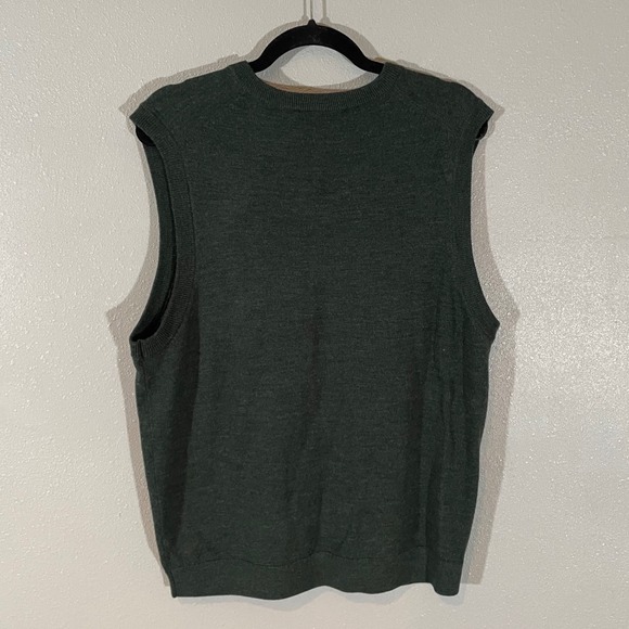 Hart Schaffner Marx Mens V Neck Vest Sweater Green Extra Fine Merino Wool Size L - Picture 2 of 7